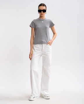 Alexander McQueen Сіра футболка з вишивкою емблеми логотипа 819193QLAEH