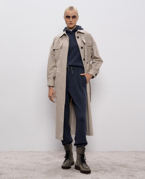 Brunello Cucinelli Синие брюки из шерсти, кашемира и шелка в рубчик M16222799