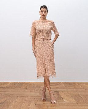 Ermanno Scervino Бежева спідниця-олівець з мережива D462O332OEX