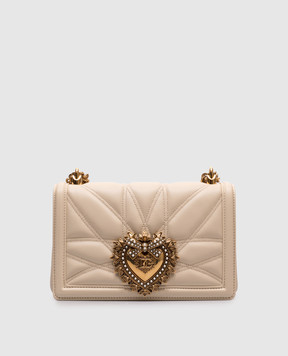 Dolce&Gabbana Бежевая кожаная сумка кросс-боди Devotion BB7158AW437