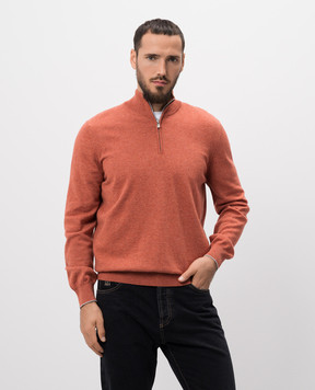 Brunello Cucinelli Орнжевый меланжевый джемпер из кашемира M2200124