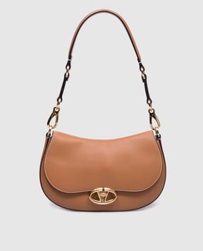 Valentino Коричная кожаная сумка-седл OHVAL с металлическим логотипом 5W2B0N88CVC