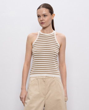 Max Mara Бежевый топ ARNES в полоску ARNES