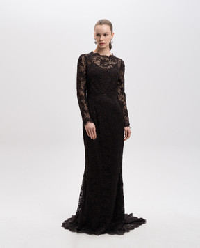 Dolce&Gabbana Коричневое платье из кружева F6YN8ZFLMSF