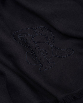 Stefano Ricci Чорний шарф з кашеміру та шовку з монограмою логотипа MWA93000407126