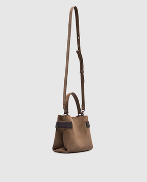 Brunello Cucinelli Коричневая замшевая сумка Essence с цепочкой мониль MBDLD2499