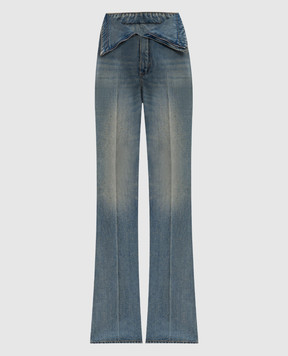Alexander McQueen Сині джинси кльош Stone Washed з асиметричним верхом 813252QMACV