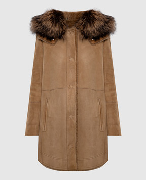 Yves Salomon Коричнева дублянка з хутром лисиці 9WYM65687MERL