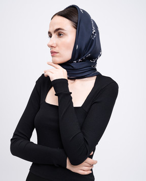 Givenchy Синий платок из шелка в принт логотипа 710009495002