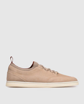 Loro Piana Бежевые кроссовки Soho из нубука FAL2899