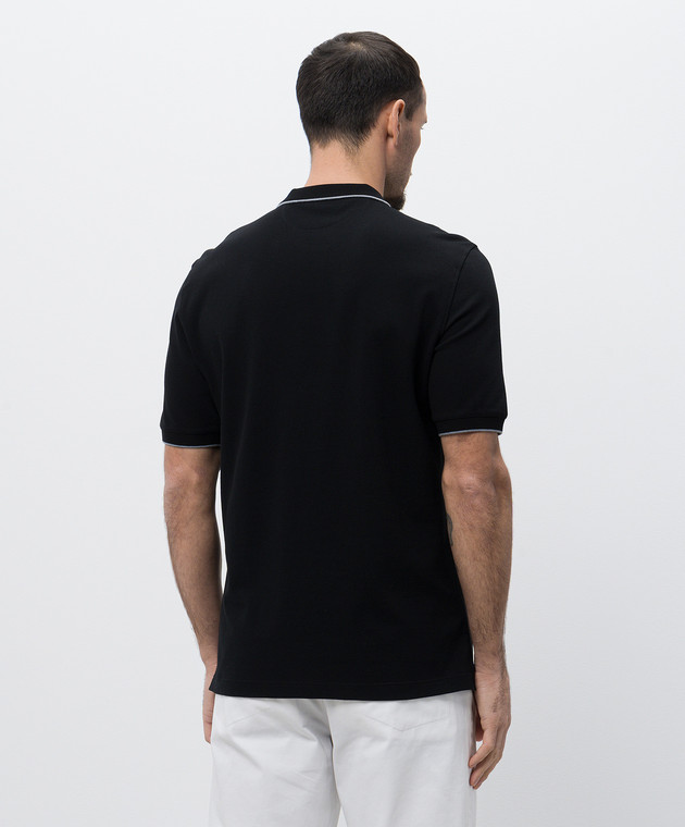 Brunello Cucinelli Черное поло с вышивкой эмблемы ME8549779G изображение 4