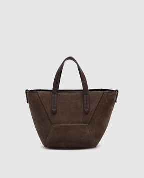 Brunello Cucinelli Коричневая сумка-мини Duo с логотипом. MBDLD2675