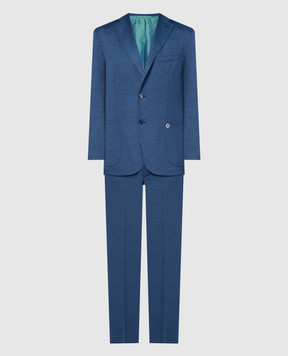 Stefano Ricci Синій костюм з вовни та шовку M1SFM2T819WK003Q