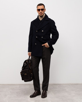Brunello Cucinelli Коричневі штани з вовни з патчем логотипа M038PF1010