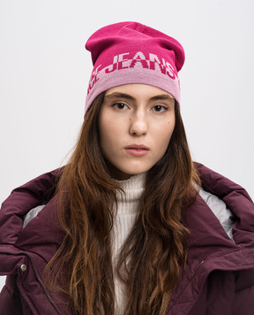 Versace Jeans Couture Розовая шапка с шерстью с узором логотипа 77HAZK57ZG315