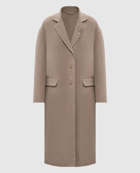 Ermanno Scervino Бежеве пальто з вовни та кашеміру D476D301CBNHO