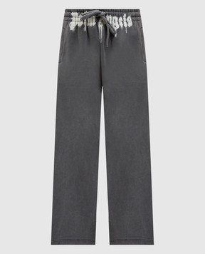 Palm Angels Сірі утеплені спортивні штани з принтом логотипа Spray PMCH028F25FLE001