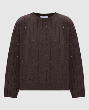 Brunello Cucinelli Коричневий джемпер з кашеміру з паєтками M12215100