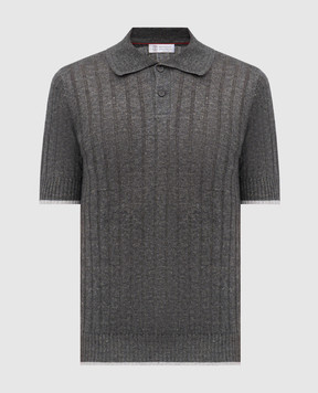Brunello Cucinelli Серое поло с леном M2L707605