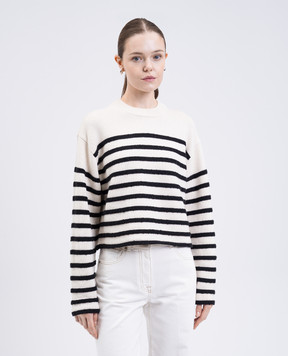 PROENZA SCHOULER Білий светр Nia з кашеміром в смужку WL2537636KC085S