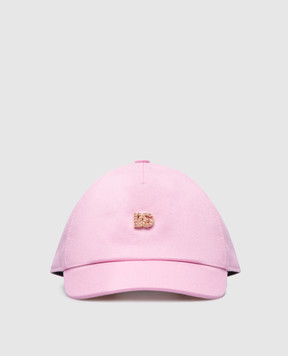 Dolce&Gabbana Детская розовая кепка с логотипом с кристаллами LB4H52G7O7T