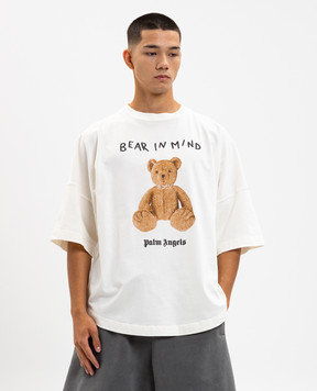 Palm Angels Бежева футболка Bear in mind з принтом PMAA10BF25JER004
