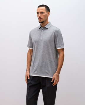 Brunello Cucinelli Сіре меланжеве поло MD8213966