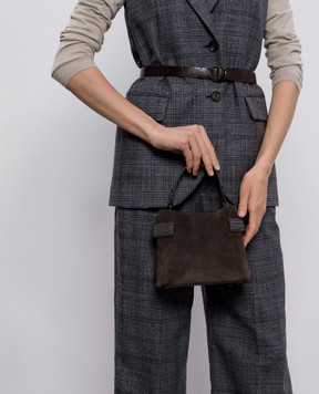 Brunello Cucinelli Коричнева замшева сумка Essence з ланцюжком моніль MBDLD2499P