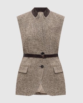 Brunello Cucinelli Коричневый жилет из шерсти и шелка MG5307497