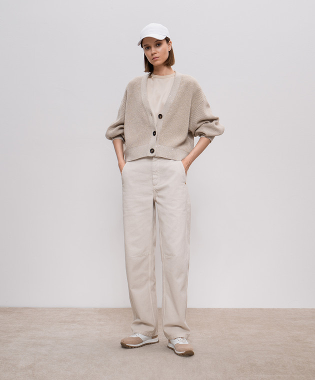 Brunello Cucinelli Бежеві джинси зі шкіряним патчем логотипа MP030P5932 зображення 2