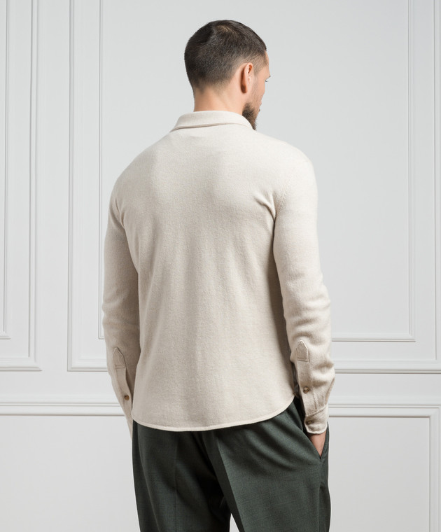 Brunello Cucinelli Бежевая рубашка из шерсти, кашемира и шелка M3600276 изображение 4