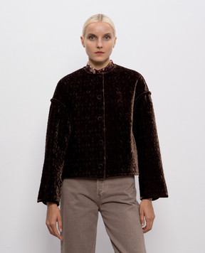 Momoni Коричнева велюрова куртка Cranberry з шовком 252MMOCO046252MO19C
