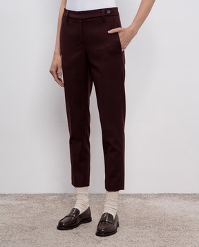 Brunello Cucinelli Бордові штани з ланцюжком моніль MP126P8703