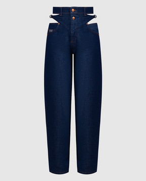 Versace Jeans Couture Синие джинсы с логотипом в стиле барокко 76HAB507DW023L54
