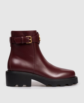 Valentino Бордові шкіряні черевики з емблемою VLogo 7W2S0MT5BEK