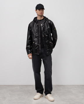 Stone Island Чорна куртка Mussola Gommata з логотипом K1S154100062S0022