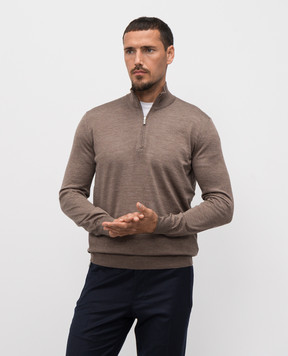 Bertolo Cashmere Коричневий джемпер із шовку та вовни 901615000048