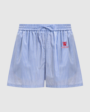 Off-White Голубые шорты в полоску с логотипом 2CB05JF25FAB001