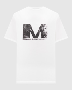 Maison Margiela MM6 Біла футболка з контрастним принтом логотипа SH0GC0048S24312