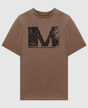 Maison Margiela MM6 Коричневая футболка с принтом логотипа S52GC0342S24312