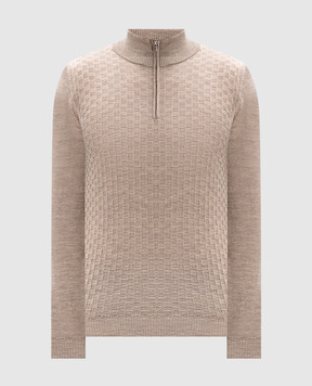 Cashmere&Whiskey Бежевый джемпер из мериноса шерсти в узор CH077