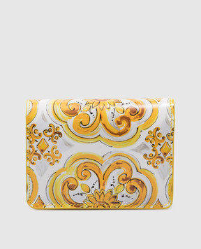 Dolce&Gabbana Белый кожаный глянцевый портмоне Continental в принт Майолика BI1211AQ240