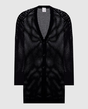 Allude Черный ажурный кардиган из шерсти и кашемира 25217655