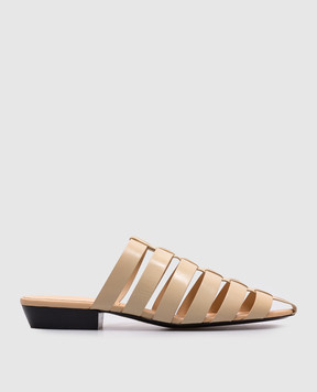 Loro Piana Бежевые кожаные мюли Kaede FAN8978