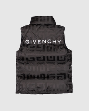 Givenchy Дитячий чорний пуховий жилет у візерунок монограми 4G H30365612