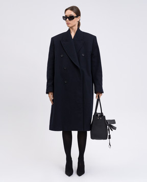Balenciaga Синє двобортне пальто з вовною 838930TSU08