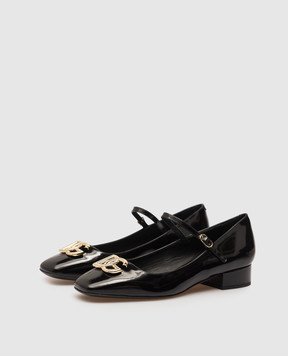 Dolce&Gabbana Чорні глянцеві шкіряні туфлі з металевим логотипом DG CD1814A1037