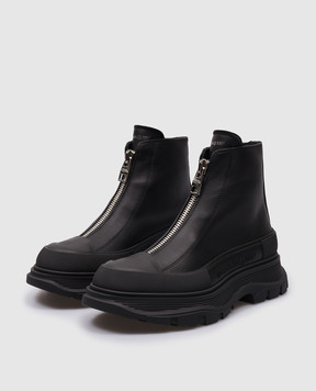 Alexander McQueen Черные кожаные ботинки Tread Slick с логотипом 766901WHZ6U