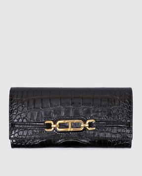 Tom Ford Чорний шкіряний гаманець з тисненням під шкіру крокодила S0477LCL395X