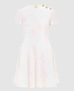 Balmain Біла сукня міні з фактурним візерунком FF0R7151KJ03